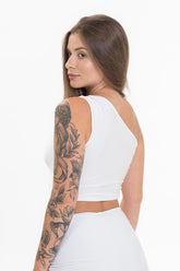 Cropped Um Ombro Só Branco