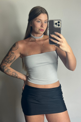 Tube Top com Acessório de Pescoço Cinza