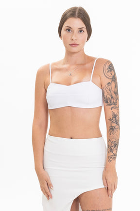 Top Branco Alfaiataria com Amarração nas Costas