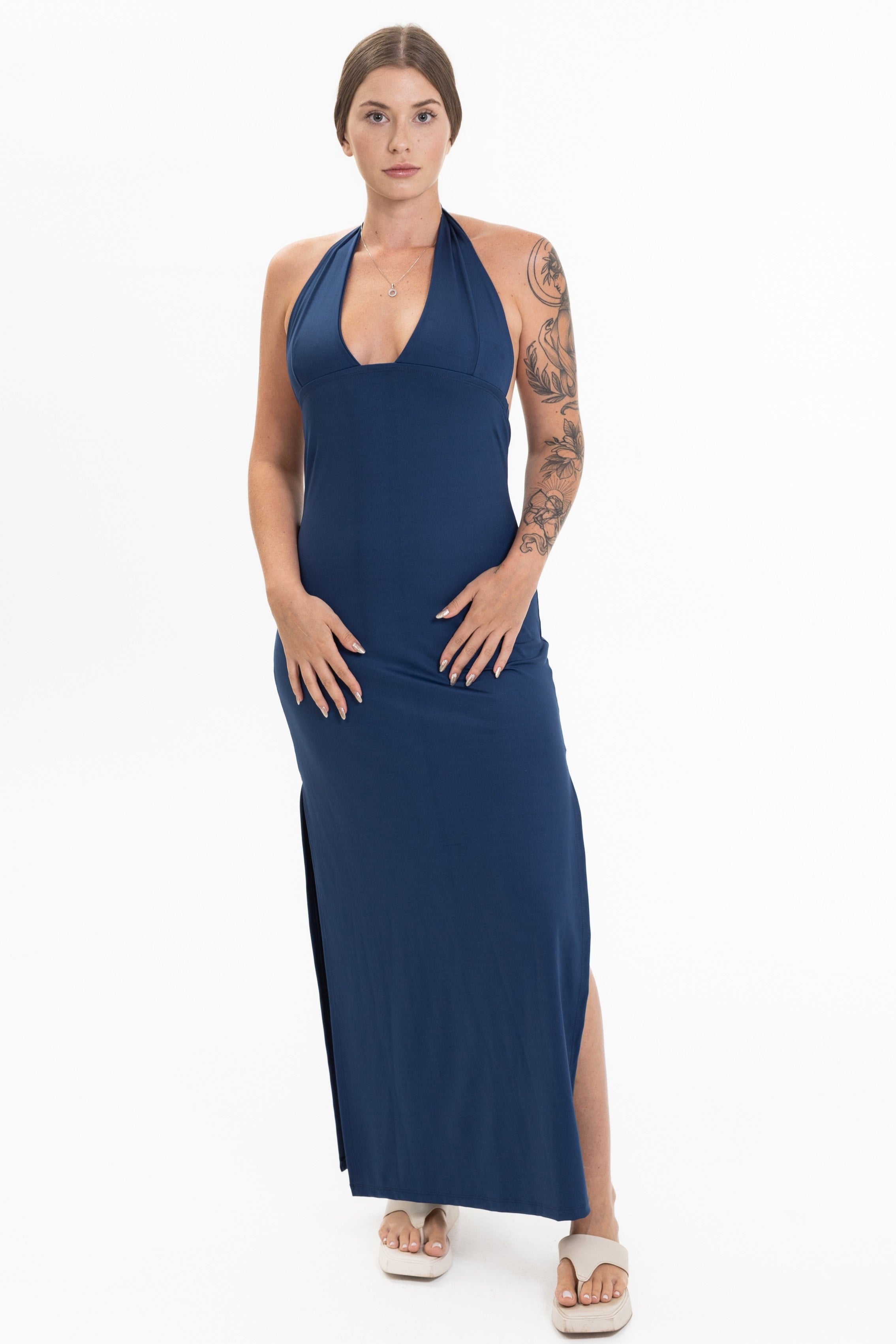 Vestido Decote nas Costas Longo