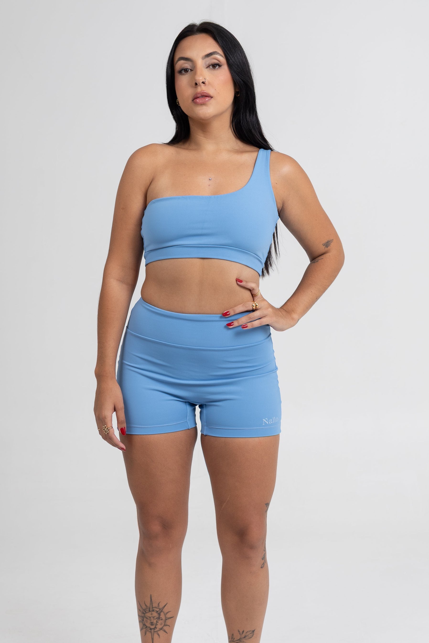 Top Um Ombro Só Baby Blue