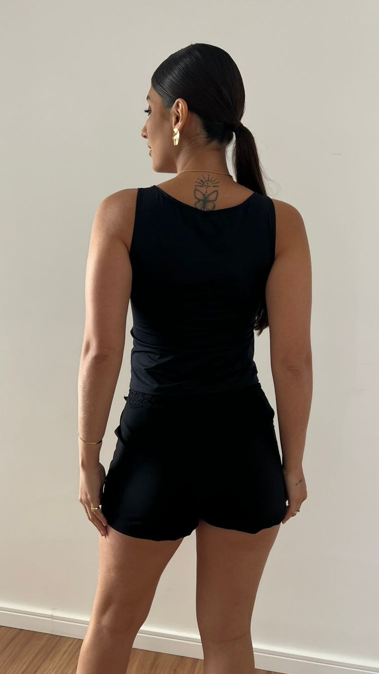 Short Curto Preto Alfaiataria
