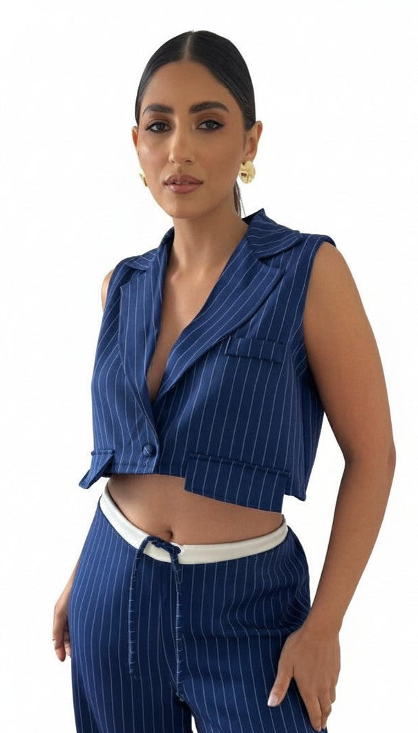 Colete Cropped Alfaiataria Marinho